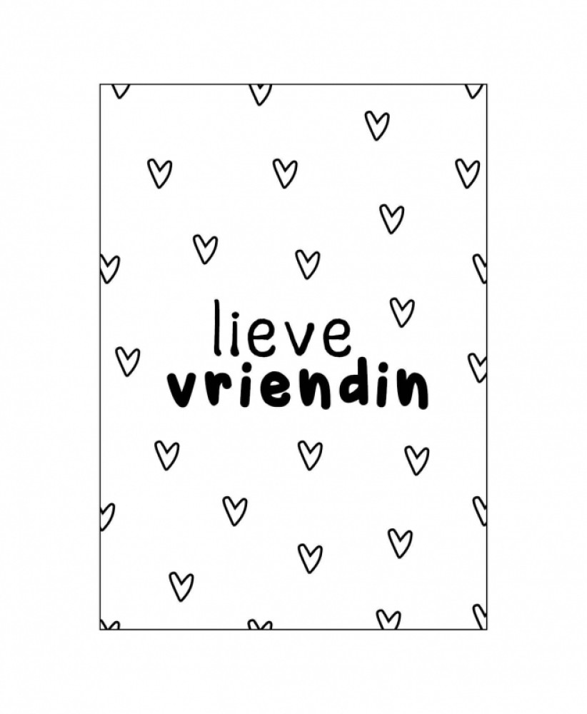 Wenskaart  Lieve vriendin  Witzwart  A6  148 x 105 mm